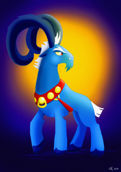 Size: 2894x4093 | Tagged: safe, artist:yula568, grogar, g4, the beginning of the end, cloven hooves, fangs, male, ram, solo