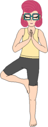 Size: 201x521 | Tagged: safe, artist:wolf, posey shy, human, g4, clothes, glasses, humanized, pants, tank top, yoga, yoga pants