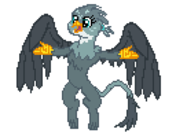 Size: 1280x999 | Tagged: safe, artist:zehc66, gabby, griffon, g4, cute, female, pixel art, simple background, smiling, solo, spread wings, transparent background, wings