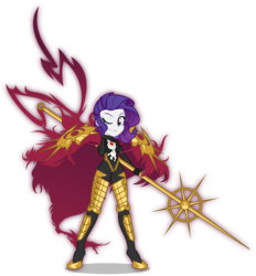 Size: 5000x5397 | Tagged: safe, artist:orin331, rarity, equestria girls, g4, anime, armor, crossover, fate/apocrypha, fate/grand order, female, karna, lancer of red, one eye closed, simple background, solo, transparent background, weapon, wink