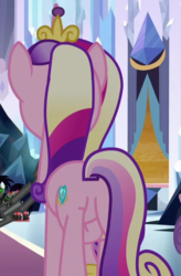 Size: 471x718 | Tagged: safe, screencap, princess cadance, pony, g4, the beginning of the end, animation error, butt, cropped, female, lovebutt, mare, plot, solo