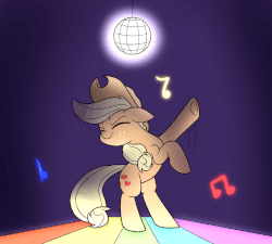 Size: 1054x948 | Tagged: safe, artist:heir-of-rick, applejack, earth pony, pony, daily apple pony, g4, animated, cowboy hat, cute, dance floor, dancing, disco ball, eyes closed, female, hat, jackabetes, mare, music notes, solo, standing on two hooves, stetson, the club can't even handle me right now, two-frame gif