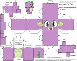 Size: 2979x2354 | Tagged: safe, artist:grapefruitface1, part of a set, spike, dragon, g4, craft, cubeecraft, female, high res, papercraft, part 1, printable, solo