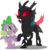 Size: 879x908 | Tagged: safe, artist:kayman13, spike, thorax, changeling, dragon, g4, the times they are a changeling, a changeling can change, barb, barbabetes, cute, dragoness, duo, female, happy, mesosoma, open mouth, red eyes, rule 63, rule63betes, simple background, singing, song, thorabetes, transparent background, vector