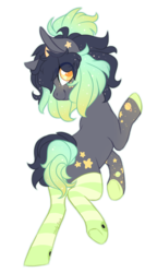 Size: 712x1240 | Tagged: safe, artist:shady-bush, oc, oc:peridot, earth pony, pony, clothes, cute, female, freckles, looking at you, mare, ocbetes, saturn, simple background, socks, stars, striped socks, transparent background