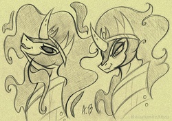 Size: 2296x1617 | Tagged: safe, artist:rossmaniteanzu, king sombra, pony, unicorn, g4, the beginning of the end, male, pencil drawing, sketch, smiling, solo, stallion, traditional art