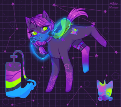Size: 2595x2286 | Tagged: safe, artist:whiteraven, oc, oc only, oc:stargaze dye, pony, unicorn, adopted oc, female, high res, mare, reference sheet, solo
