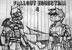 Size: 580x407 | Tagged: safe, artist:fanliterature101, oc, oc:century, oc:littlepip, anthro, fallout equestria, lined paper, ncr ranger, traditional art