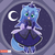 Size: 1200x1200 | Tagged: safe, artist:howxu, princess luna, alicorn, anthro, g4, chibi, clothes, crescent moon, crown, cute, daaaaaaaaaaaw, dress, female, filly, hnnng, jewelry, looking at you, lunabetes, moon, patreon, patreon logo, regalia, s1 luna, solo, wings, woona, younger