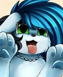 Size: 1446x1764 | Tagged: safe, artist:pridark, oc, oc:icefluff, pony, wolf pony, cute, fluffy, paw pads, paws, tongue out, underpaw