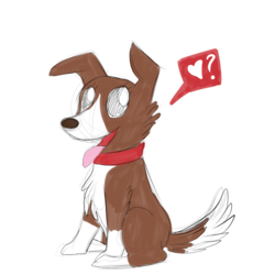 Size: 1181x1228 | Tagged: safe, artist:askwinonadog, winona, dog, ask winona, g4, ask, female, heart, pictogram, question mark, simple background, solo, tongue out, tumblr, white background