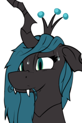 Size: 1280x1920 | Tagged: safe, artist:rene-owen, queen chrysalis, changeling, changeling queen, g4, bust, female, headcanon, png, simple background, transparent background, wip