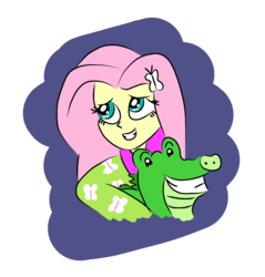 Size: 947x990 | Tagged: safe, artist:platinumdrop, fluttershy, gummy, equestria girls, g4, simple background, transparent background