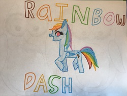 Size: 3264x2448 | Tagged: safe, artist:asiandra dash, rainbow dash, pony, g4, colored pencil drawing, cute, female, high res, marker drawing, marker outline, solo, traditional art