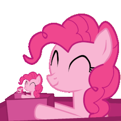 Size: 898x898 | Tagged: safe, artist:eponymouslyeponymous, artist:raingna, pinkie pie, earth pony, pony, g4, animated, box, cute, diapinkes, droste effect, endless, eyes closed, female, gif, holding, inception, infinity, loop, mare, perfect loop, pinkception, recursion, simple background, smiling, solo, transparent background