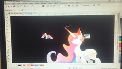 Size: 3264x1836 | Tagged: safe, artist:alister-calouro, princess celestia, pony, g4, irl, photo, picture of a screen