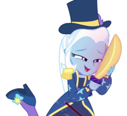 Size: 783x720 | Tagged: safe, artist:marcoequestrian98, edit, edited screencap, screencap, trixie, equestria girls, equestria girls series, g4, street magic with trixie, spoiler:eqg series (season 2), background removed, cute, diatrixes, epaulettes, female, hat, not a vector, simple background, solo, top hat, transparent background