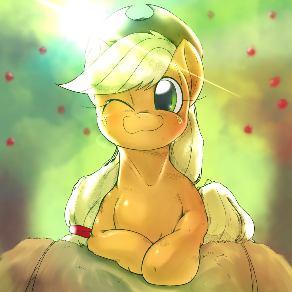 #2027762 - safe, artist:kurogewapony, applejack, earth pony, pony, cute, fe...