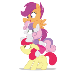 Size: 1728x1761 | Tagged: safe, artist:mn27, color edit, edit, editor:deserter, apple bloom, scootaloo, sweetie belle, earth pony, pony, unicorn, g4, adorabloom, bow, colored, cute, cutealoo, cutie mark crusaders, diasweetes, female, filly, freckles, hair bow, hip freckles, pony pile, shoulder freckles, simple background, smiling, tower of pony, transparent background, trio