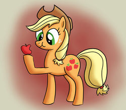 Size: 1024x888 | Tagged: safe, artist:tech--pony, applejack, earth pony, pony, g4, apple, applejack's hat, chewing, cowboy hat, eating, female, food, hat, herbivore, holding, hoof hold, jackabetes, mare, solo