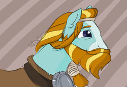 Size: 1280x876 | Tagged: safe, artist:cadetredshirt, rockhoof, earth pony, pony, g4, beard, colored sketch, facial hair, male, profile, simple background, solo, stallion