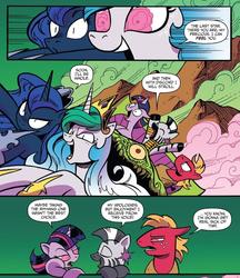 Size: 836x968 | Tagged: safe, artist:andy price, idw, official comic, big macintosh, cosmos, princess celestia, princess luna, twilight sparkle, zecora, alicorn, earth pony, pony, g4, spoiler:comic, spoiler:comic77, chaos, comic, corrupted celestia, corrupted twilight sparkle, female, hive mind, leg rings, male, mare, neck rings, possessed, rhyming, speech bubble, stallion, twilight sparkle (alicorn)