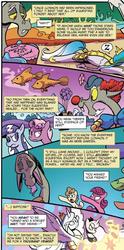 Size: 563x1137 | Tagged: safe, artist:andy price, idw, official comic, discord, princess celestia, princess luna, draconequus, fish, pony, g4, spoiler:comic, spoiler:comic77, adventure in the comments, armor, cake, chaos, clown, clown nose, comic, discord the clown, disproportionate retribution, elements of harmony, female, flashback, food, male, mare, purple sky, red nose, retcon, speech bubble