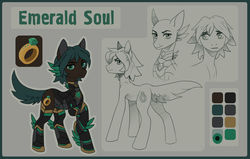 Size: 1024x650 | Tagged: safe, artist:koviry, oc, oc only, oc:emerald soul, pony, armor, reference sheet, solo