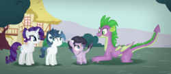 Size: 4152x1808 | Tagged: safe, artist:alizeethepony2008, rarity, spike, oc, dracony, hybrid, pony, g4, female, interspecies offspring, male, offspring, older, older spike, parent:rarity, parent:spike, parents:sparity, prone, ship:sparity, shipping, straight, teenager