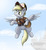 Size: 2080x2248 | Tagged: safe, artist:pencil bolt, derpy hooves, pegasus, pony, g4, canterlot, cloud, cute, derpabetes, female, flapping wings, flying, hat, high res, letter, light, mailmare, mailmare hat, mare, satchel, sky, solo, spread wings, wings