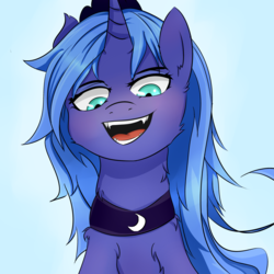 Size: 3000x3000 | Tagged: safe, artist:dashy21, princess luna, alicorn, pony, g4, bust, fangs, female, high res, mare, open mouth, s1 luna, solo