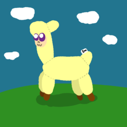Size: 1000x1000 | Tagged: safe, artist:artdbait, paprika (tfh), alpaca, them's fightin' herds, 1000 hours in ms paint, community related, female, fightin' doods, plushie, price tag, solo