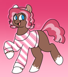 Size: 2165x2444 | Tagged: safe, artist:sandwichbuns, oc, oc only, oc:gingerbread, earth pony, pony, clothes, female, gradient background, high res, mare, solo, sweater, unmoving plaid