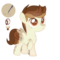 Size: 1024x1024 | Tagged: safe, artist:tilly-tries, oc, oc only, oc:ballpoint, pony, androgynous, base used, colt, magical gay spawn, male, next generation, offspring, parent:featherweight, parent:pipsqueak, parents:feathersqueak, pegasus oc, solo
