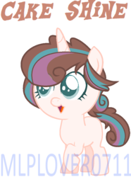 Size: 678x910 | Tagged: safe, artist:mlplover0711, oc, oc only, oc:cake shine, pony, base used, female, filly, next generation, offspring, parent:pound cake, parent:princess flurry heart, parents:poundflurry, simple background, solo, unicorn oc, watermark