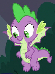Size: 225x302 | Tagged: safe, screencap, spike, dragon, g4, the point of no return, claws, cropped, cute, cute little fangs, fangs, flying, male, smiling, toes, winged spike, wings