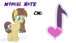 Size: 1280x725 | Tagged: safe, artist:mlplover0711, oc, oc only, oc:musical note, earth pony, pony, base used, cutie mark, earth pony oc, female, next generation, offspring, parent:coloratura, parent:feather bangs, parents:colorabangs, solo, watermark