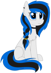 Size: 1325x1900 | Tagged: safe, artist:rivet97, oc, oc only, oc:rivet svechkar, pony, braid, chest fluff, choker, cute, female, looking up, simple background, sitting, solo, transparent background