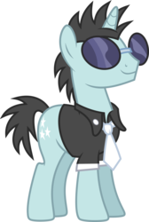 Size: 4022x6000 | Tagged: safe, artist:chainchomp2, neon lights, rising star, pony, unicorn, g4, sweet and elite, .svg available, absurd resolution, background pony, clothes, male, necktie, shirt, simple background, smiling, solo, stallion, sunglasses, transparent background, vector