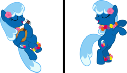 Size: 4000x2304 | Tagged: safe, artist:pilot231, oc, oc only, oc:sea foam ep, earth pony, pony, female, flower, flower on ear, hula, hula dance, lei, mare, musical instrument, simple background, transparent background, ukulele, vector, wreath