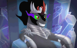 Size: 860x540 | Tagged: safe, artist:imiokun, king sombra, pony, unicorn, g4, the beginning of the end, animated, cinemagraph, crystal empire, gif, male, solo, stupid sexy sombra