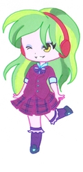Size: 550x1132 | Tagged: safe, artist:ocean-drop, lemon zest, equestria girls, g4, chibi, clothes, cropped, crystal prep academy uniform, cute, female, headphones, looking at you, one eye closed, school uniform, simple background, smiling, solo, white background, wink, zestabetes