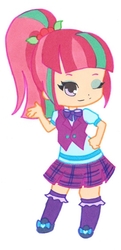 Size: 550x1132 | Tagged: safe, artist:ocean-drop, sour sweet, equestria girls, g4, chibi, clothes, cropped, crystal prep academy uniform, cute, female, looking at you, one eye closed, school uniform, simple background, smiling, solo, sourbetes, white background, wink