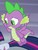 Size: 466x612 | Tagged: safe, screencap, spike, twilight sparkle, alicorn, dragon, pony, g4, the point of no return, claws, cropped, flying, male, offscreen character, tail, twilight sparkle (alicorn), winged spike, wings