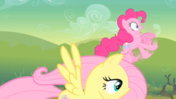 Size: 1280x720 | Tagged: safe, screencap, fluttershy, pinkie pie, earth pony, pegasus, pony, feeling pinkie keen, g4, season 1, duo, female, great moments in animation, mare, running, smear frame