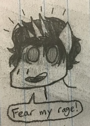 Size: 1211x1693 | Tagged: safe, artist:owonator, oc, oc only, oc:paper chase, pony, ambiguous gender, horn, multiple horns, shitposting