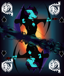 Size: 1999x2380 | Tagged: safe, artist:lullabyjak, oc, oc only, oc:crimson rose, anthro, arrow, bow (weapon), bow and arrow, fanfic art, playing card, solo, weapon