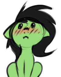 Size: 233x290 | Tagged: safe, artist:neuro, oc, oc only, oc:filly anon, earth pony, pony, adoranon, blushing, female, filly, simple background, sitting, sketch, solo, transparent background