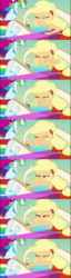Size: 1368x5362 | Tagged: safe, edit, edited screencap, screencap, applejack, rainbow dash, comic:the amazonian effect, comic:the amazonian effect ii, comic:the amazonian effect iii, equestria girls, equestria girls series, g4, spring breakdown, spoiler:eqg series (season 2), angry, geode of super strength, magical geodes, red eyes