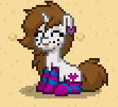 Size: 167x151 | Tagged: safe, artist:sevenxninja, oc, oc only, oc:love biscuit, pony, pony town, clothes, dirt, ear piercing, earring, happy, jewelry, piercing, socks, striped socks, tongue out
